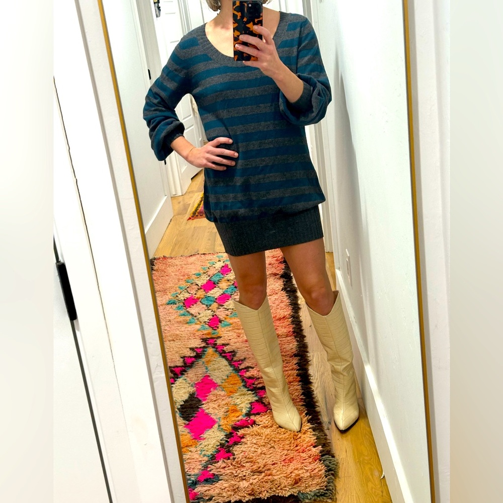 Chic Striped Cashmere Sweater Dress / Oversized Sweater